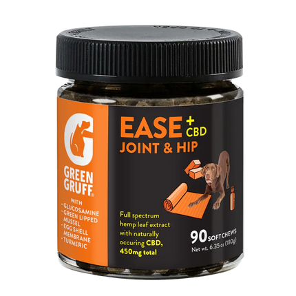 CBD for Pets | EASE Joint & Hip Plus CBD - Jar | 90 Chews Green Gruff