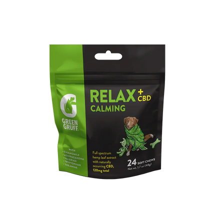 CBD for Pets RELAX Calming Plus - Bag | 24 Chews Green Gruff