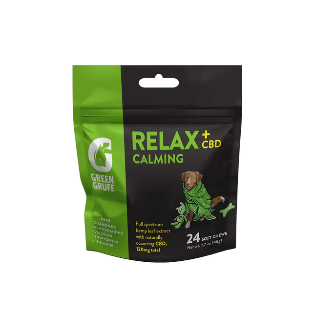 CBD for Pets RELAX Calming Plus - Bag | 24 Chews Green Gruff