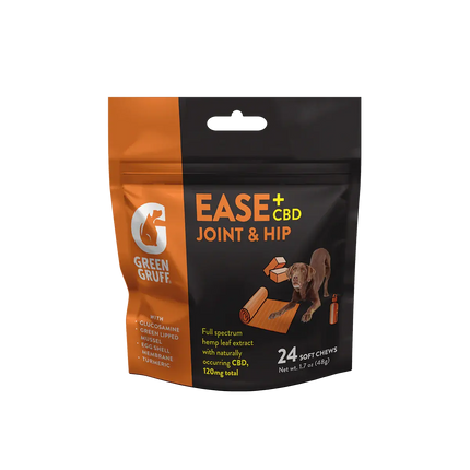 EASE Joint & Hip Plus CBD - Bag | 24 Chews | CBD for Pets Green Gruff