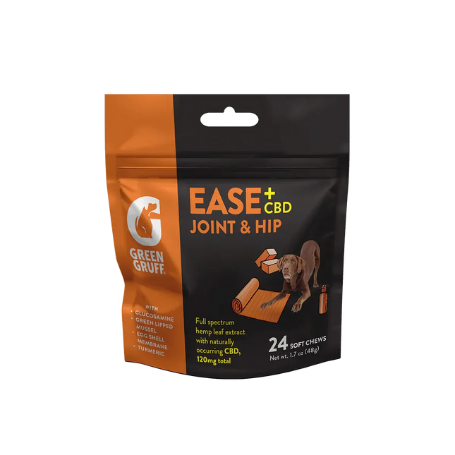 EASE Joint & Hip Plus CBD - Bag | 24 Chews | CBD for Pets Green Gruff