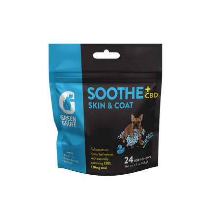 SOOTHE Skin & Coat Plus CBD - Bag | 24 Chews | CBD for pets Green Gruff