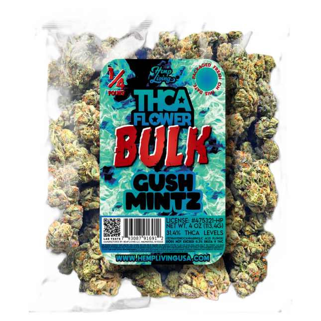 QP THCA Flower - BULK – Gush Mintz – Nitrogen-Sealed Bags [see subscription pricing] Hemp Living