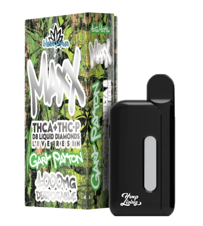 Vape Disposable  Gary Payton Maxx – 4ML w/ Live Resin Liquid Diamonds – THCA + THC-P Hemp Living