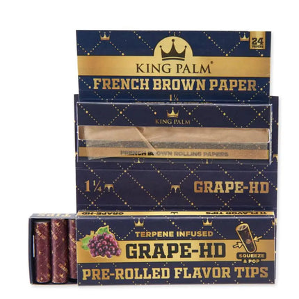 King Palm – French Brown Papers 24ct w/ Flavored Tips – Grape Ocoee Botanicals