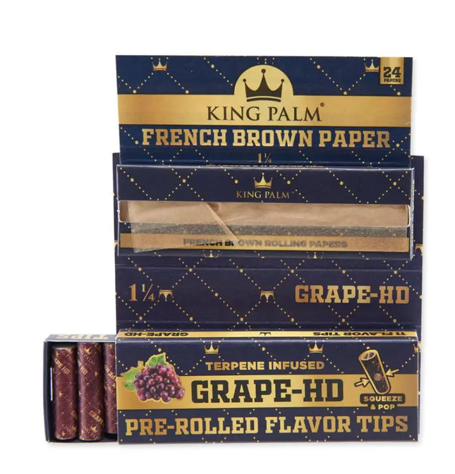 King Palm – French Brown Papers 24ct w/ Flavored Tips – Grape Ocoee Botanicals